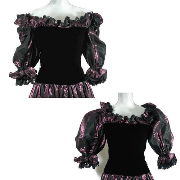 Vintage Goth Steampunk 80s Prom Dress Cosplay - Picture 3 of 7